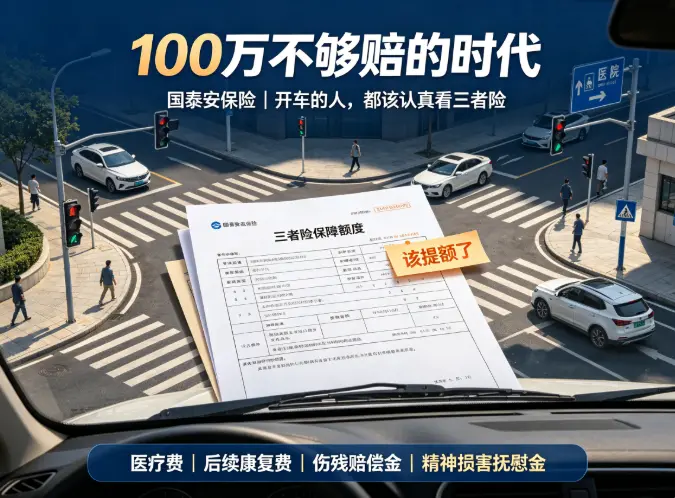 开了好几年车，车险里的三者险你还在买100万吗？该提额了(图1)