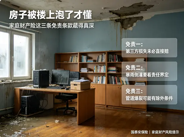 房子被楼上泡了才懂：家庭财产险这三条免责条款藏得真深(图1)