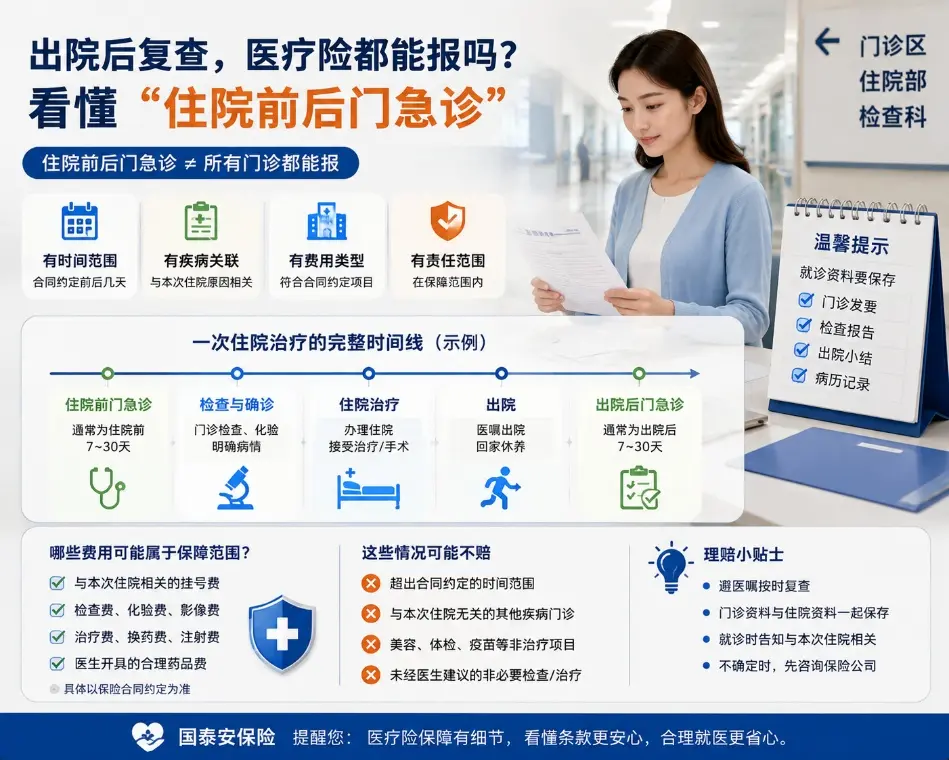 出院后又复查了三次，医疗险为什么不一定都能报？看懂“住院前后门急诊”(图1)