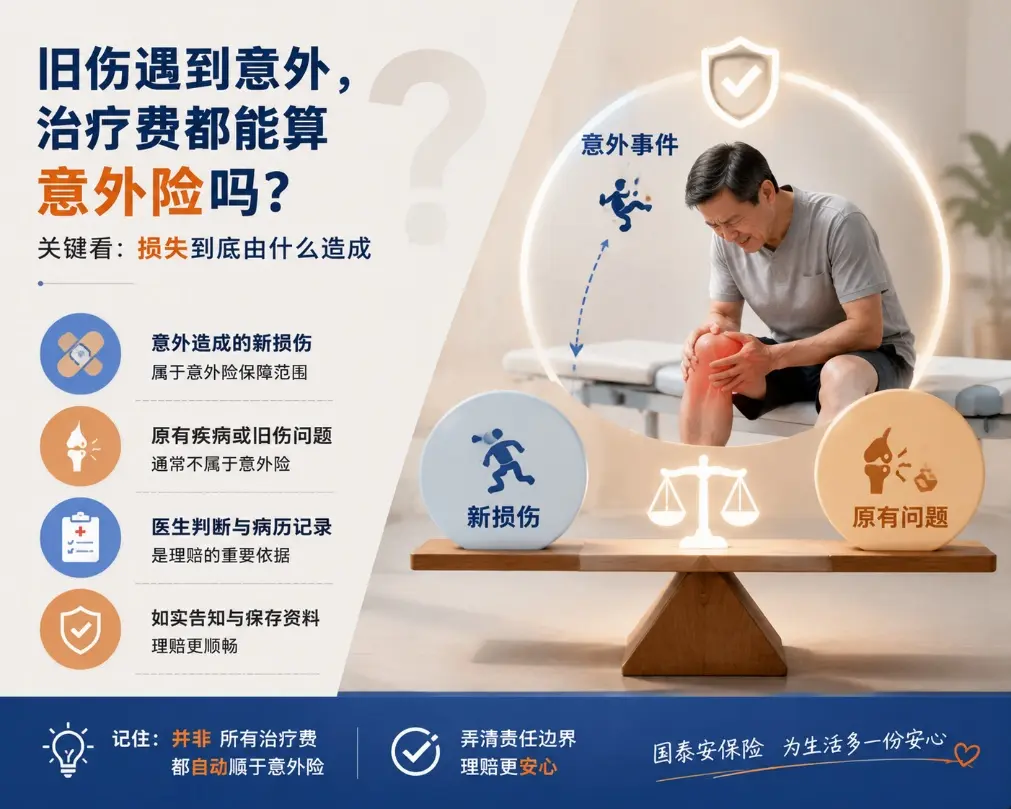 一次意外牵出多年旧伤，治疗费都能算意外险吗？关键要看损失到底由什么造成(图1)