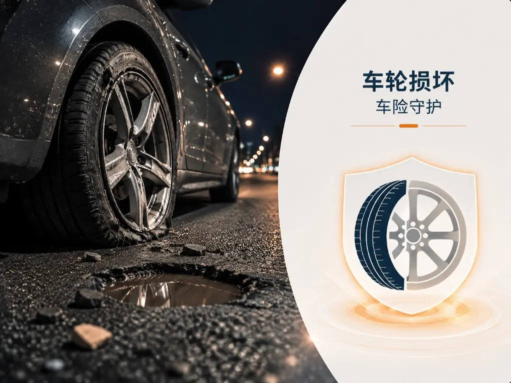 夜里压到一个坑，轮胎爆了轮毂也变形，车身没事，车损险能赔吗？(图1)