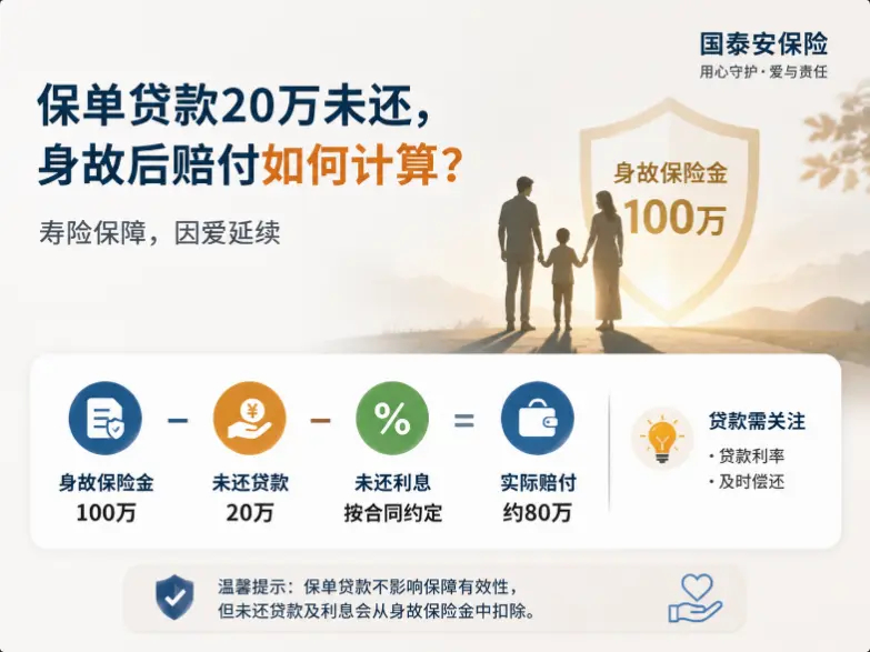 寿险保额100万,生前用保单借了20万没还,身故后家属还能拿100万吗?(图1) 寿险保额100万,生前用保单借了20万没还,身故后家属还能拿100万吗?(图1)