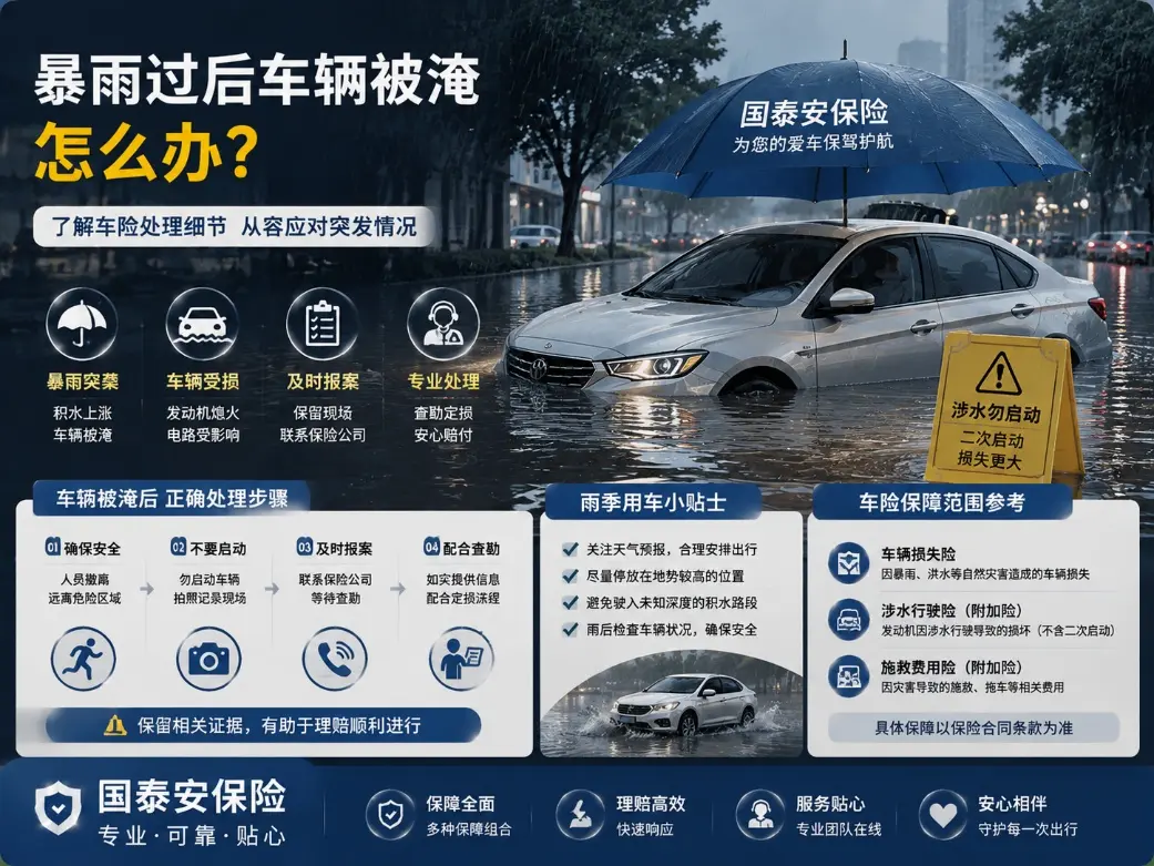 暴雨过后车辆被淹怎么办？车主容易忽略的车险处理细节(图1)